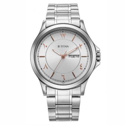 Titan Marhaba 1870SM05 Silver White Dial Stainless Steel Strap Quartz Men's Watch